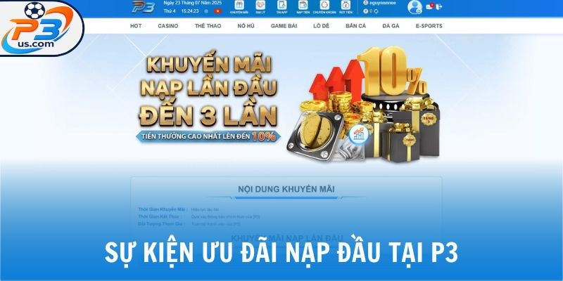 Khuyến Mãi P3 2 Sự kiện ưu đãi nạp đầu tại P3